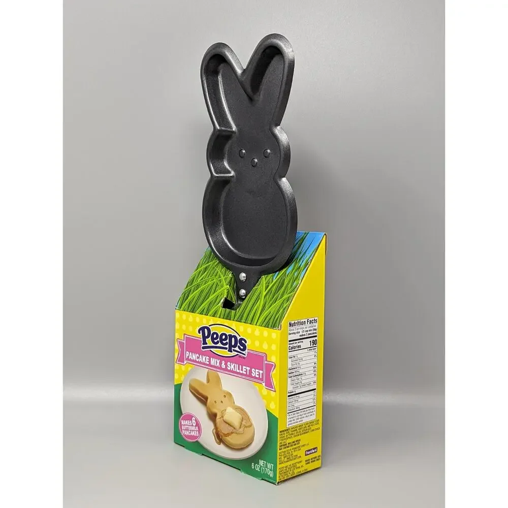 Peeps Easter Bunny Shaped Pancake Mix and Metal Bunny Skillet Set